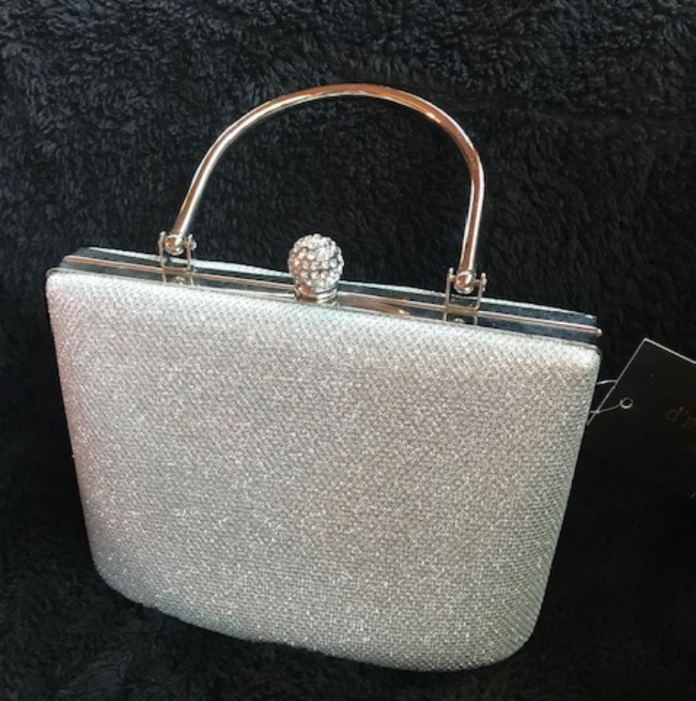 silver clutch bag